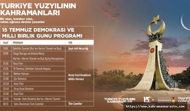 Kahramanmarş’ta 15 Temmuz Demokrasi ve Milli Birlik Günü Etkinliklerine Davet