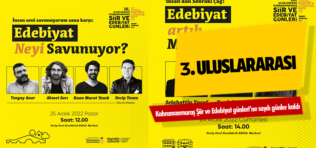 3. Uluslararası Kahramanmaraş Şiir ve Edebiyat günleri’ne sayılı günler kaldı